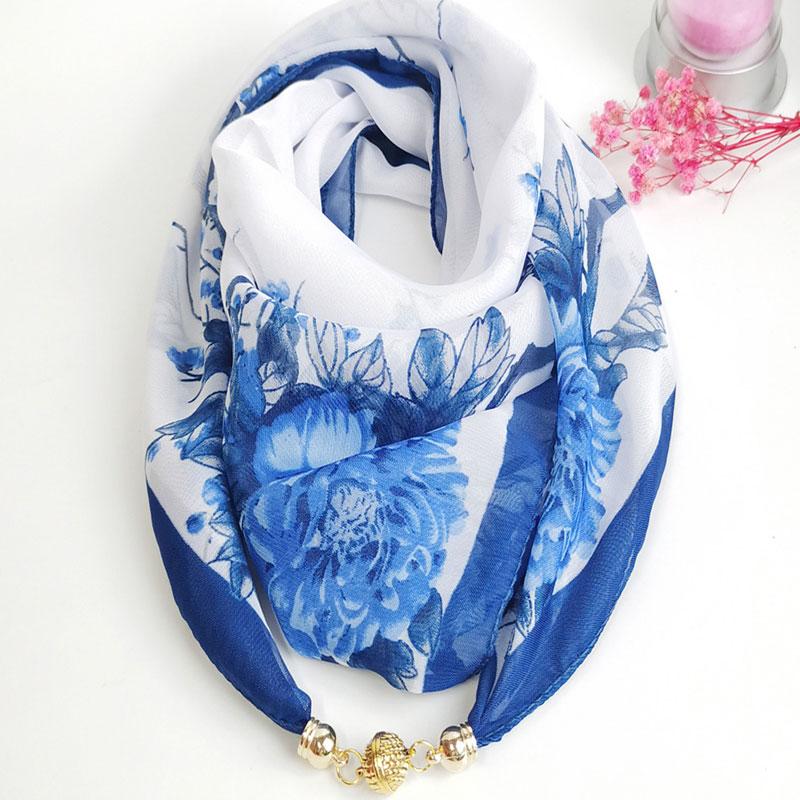 

1Pc Chiffon Versatile Magnetic Clasp Sweet Scarf Fashion Printed Gift 65CM Neck Scarf