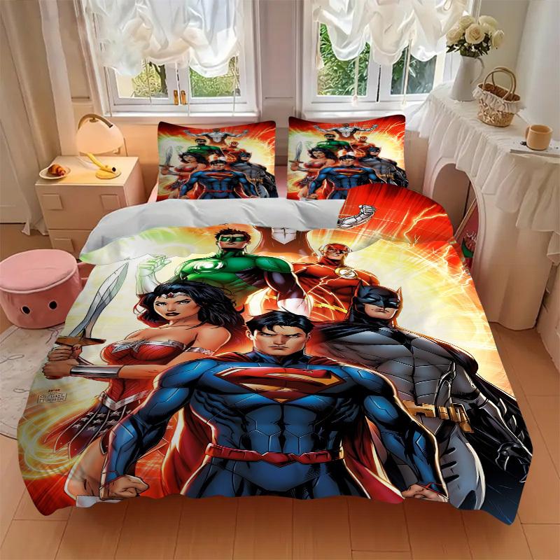 3pcs Superman, Justice League Cover Set,Soft Comfortable Duvet Cover,Guest Room (1*Duvet Cover + 2*Pillowcases, Without Core) yy251024125