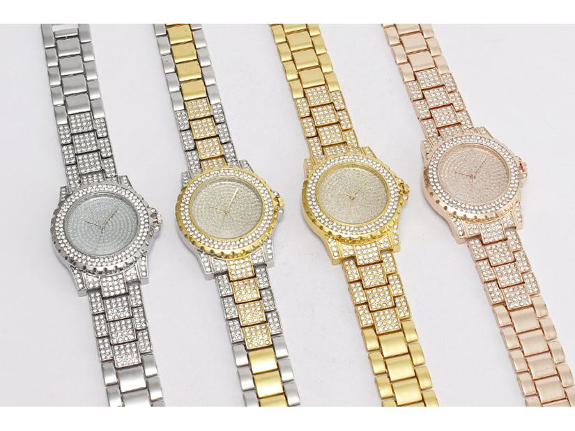 Damen Quarz Mode Armbanduhr mit Voll Diamantbesetztem Design