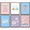 6pcs Kids Bible Verse Canvas Wall Art Christian Pirational Posters Prints Paintings Artwork Children'S Positive Affirmations Wall Decor Pictures for