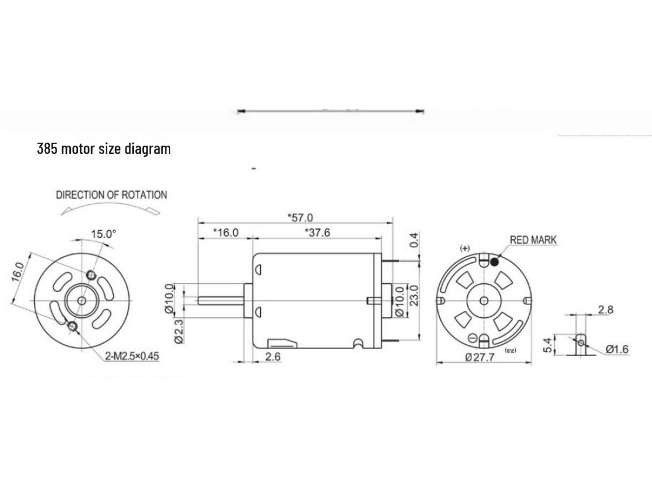 

385 Strong Magnetic Carbon Brush DC Motor for 12V/24V/36V, Toy or Hair Dryer Use Fixed bracket 1 pc