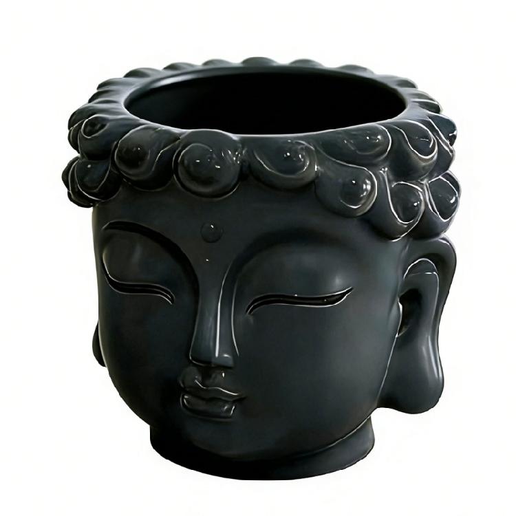 

Peaceful Buddhas Sculpture Flower Pot For Indoor Plant Home Courtyard Garden Decoration Resin Handicrafts Ornament Gift серый