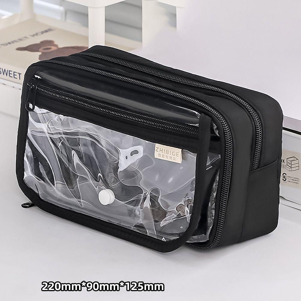 Transparent Flip Cover Pencil Case 8 Layers Stationery Storage Pouch  Office School Supplies
