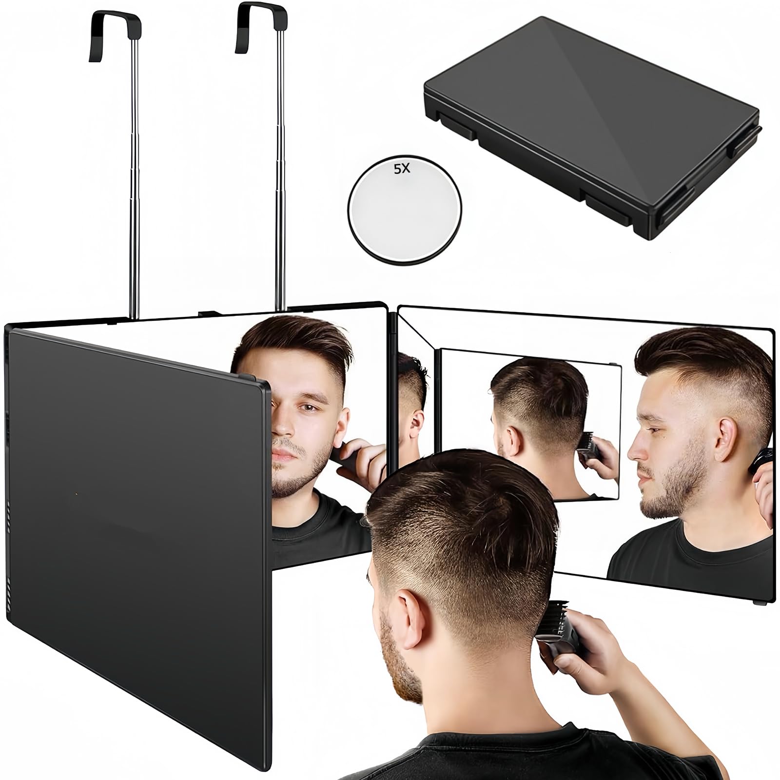 

Угол обзора Eastbury, видимый макияж, широкоугольное зеркало высокой четкости, видимая задняя часть с 5-кратным увеличением, в комплекте 3-стороннее зеркало, саморежущее, регулируемое, 360° чёрный