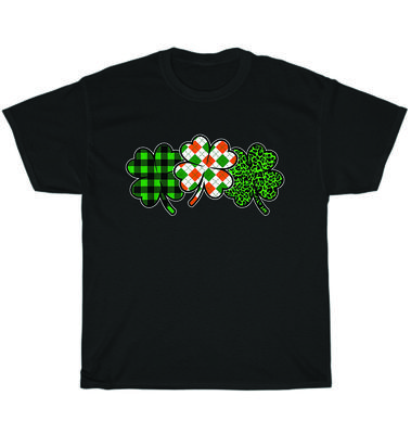 St Patricks Day Green Plaid Leopard Shamrock T-Shirt Unisex Funny Tee Gift NEW