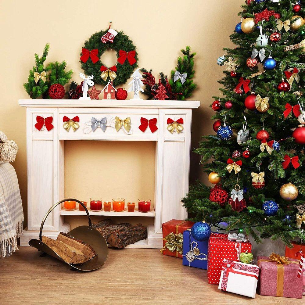 Christmas Decoration Wedding Hanging Decorations Christmas Bows Bowknot Christmas Tree Ornaments