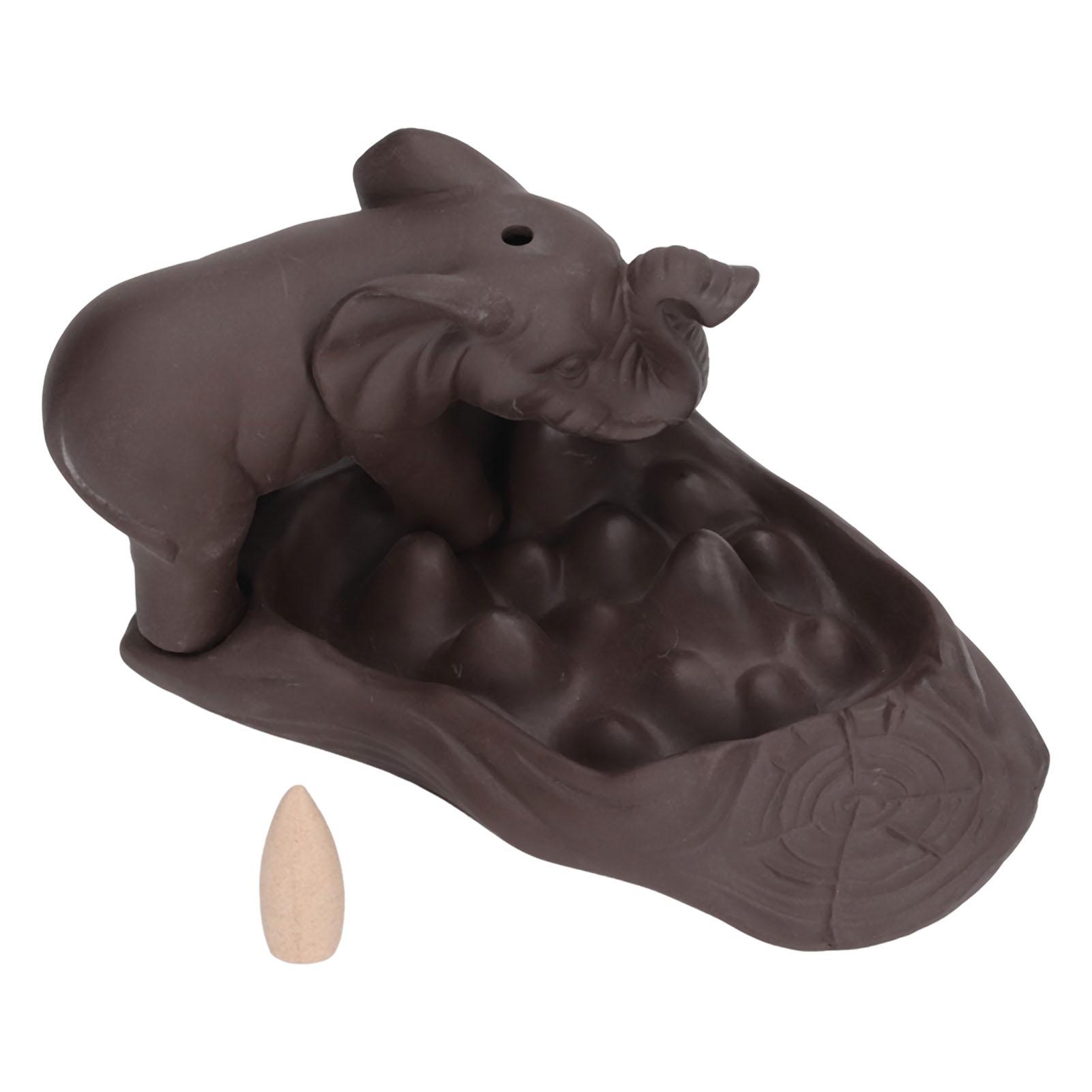 

Elephant Backflow Incense Burners with 20 Incense Cones Red Stoneware Relieve Anxiety Backflow Incense Holder for Tea