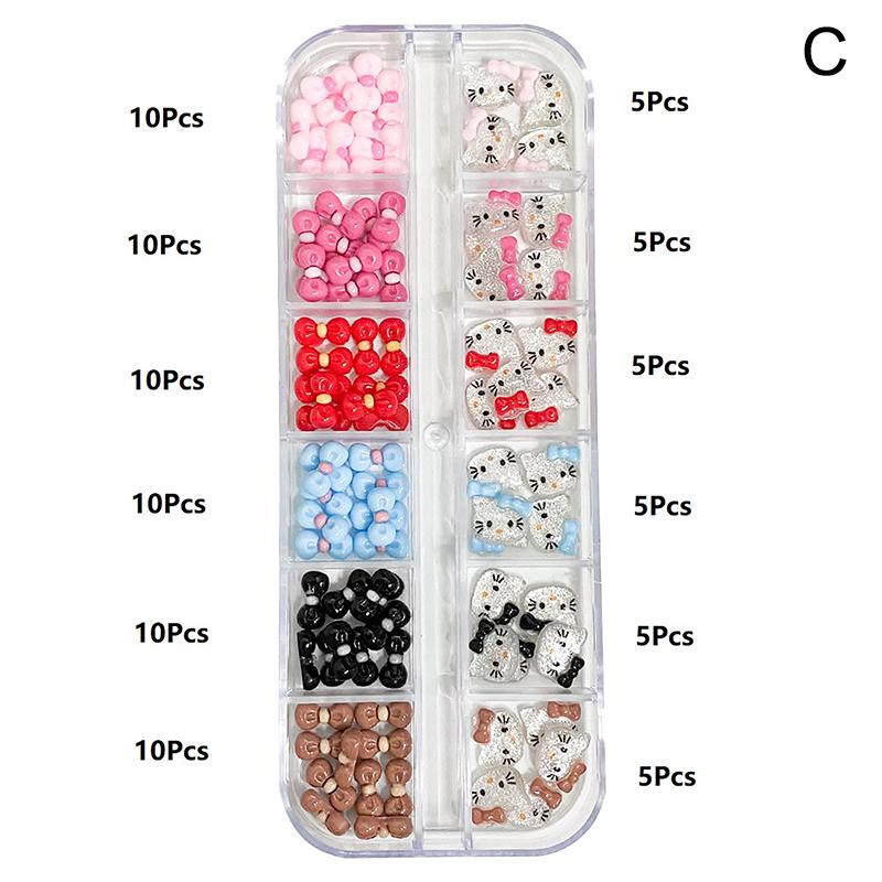 60/90/120 Pcs Resin Bow Nail Art Accessories Kawaii Girl Anime Cartoon Nails Assembly Diy Beauty Manicure Decor