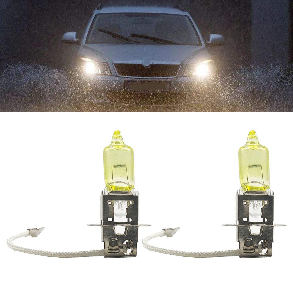 2pcs H3 55W Car Halogen Headlight Bulbs Yellow 3000K Car Headlight Lamp Universal Auto Fog Light