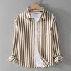 Chic Spring and Autumn New Men's Striped Long Sleeve Shirt Bubble Texture Comfortable Simple and Handsome Young Men's Shirt