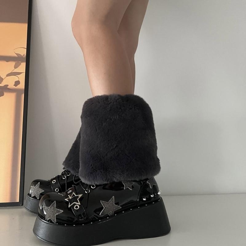 Women Furs Leg Warmer Winter Furry Long Boot Cuffs Fuzzy Shoe Cover Party Costume for Holiday Festival Performances Play