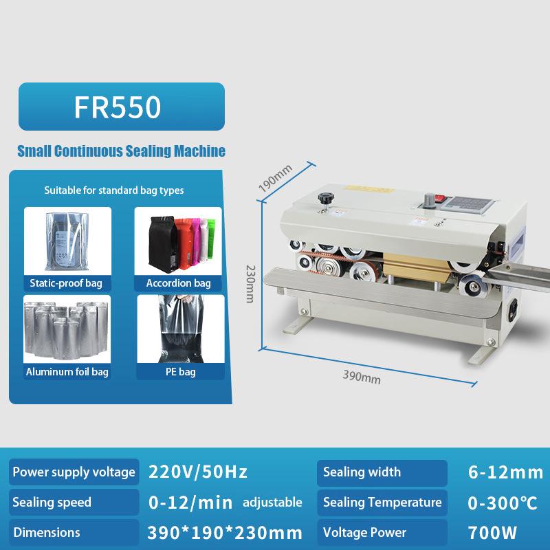 220V Automatic Sealer Machine Tabletop Aluminum Foil Food Pouch Plastic Bag Continuous Band Sealing Machine for Small Business