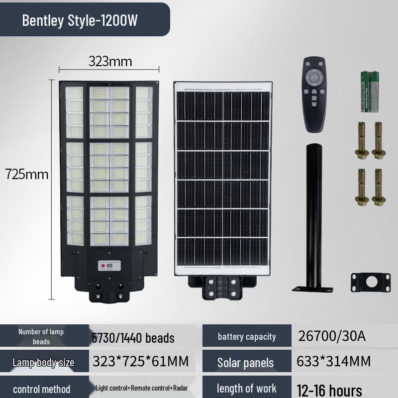 Bentley-Style Solar Street Light: Waterproof Outdoor LED with Motion Sensor