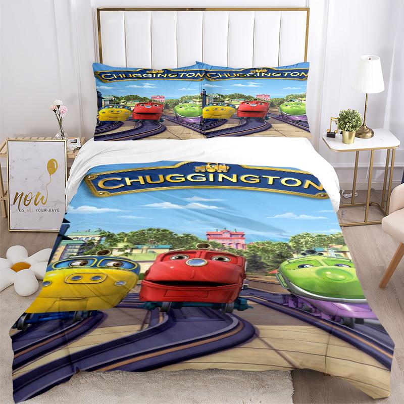 Chuggington Express Bedding 3 Piece Set HD Print Duvet Cover Pillowcases for Teens Adult Bedroom Decoration Christmas Gift