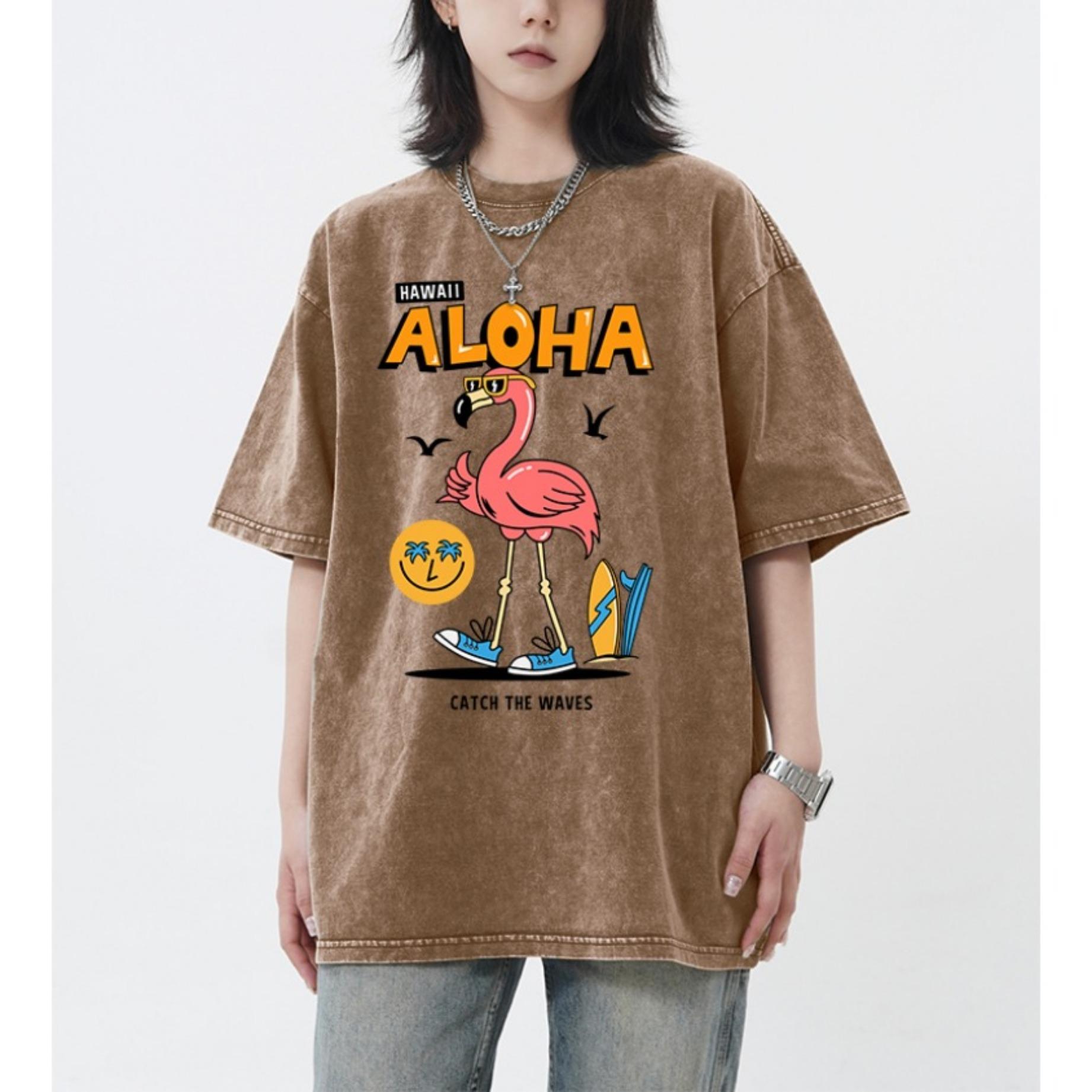 

Футболка Hawaii Aloha Catch The Waves с принтом Snow Wash, женская летняя повседневная футболка, унисекс, стираная одежда, хлопок, короткий рукав L