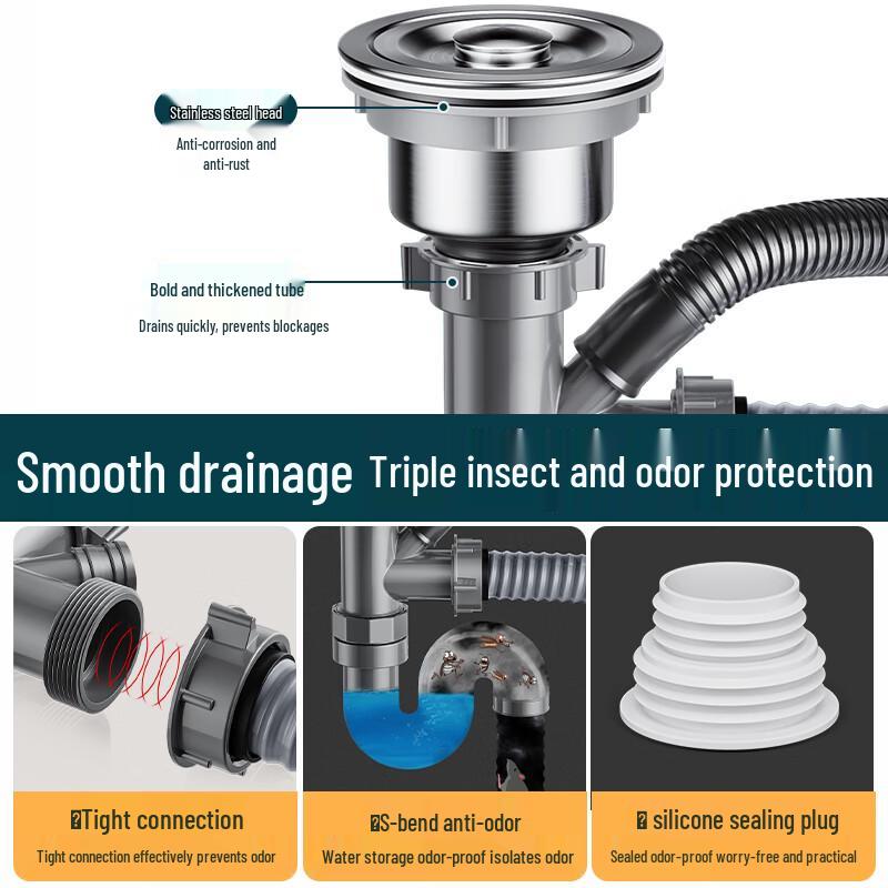 Mesaline Kitchen Single Sink Drain Pipe Kit