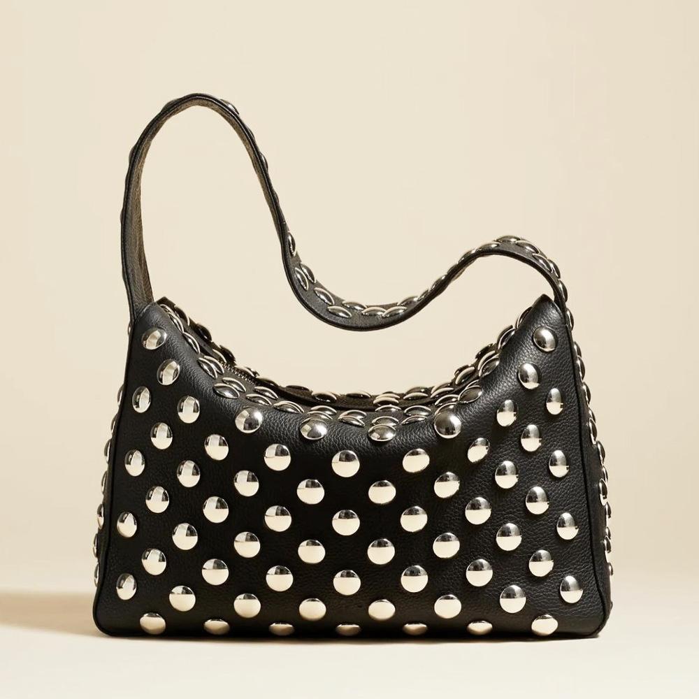 

High Value Locomotive Wind Shoulder Bag Handmade Rivet Handbag Underarm Bag Women S Bag Heavy Industry 30cm*10cm*23cm*