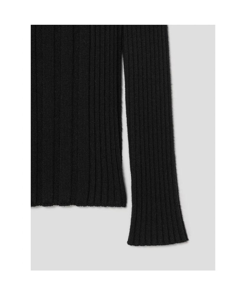 Anggae Tube Neck Rib Pullover Black