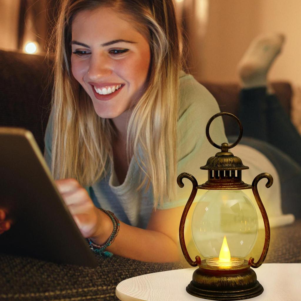 LED Retro Portable Lamp Outdoor Camping Lantern Desk Lamp Battery Powered Tent Light Garden Decoration Night Lights