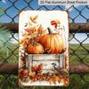 2D Flat - 1pc 12*8inch Aluminum Decorative Sign& Plague, Fall Harvest Pumpkin& Bird Metal Sign- Thanksgiving Themed Wall Art, Pre-Drilled