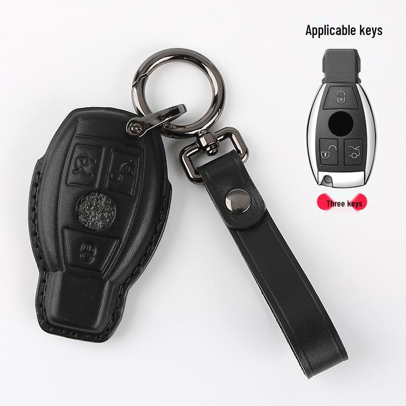Genuine Leather Handmade Smart Car Key Case for Mercedes - Full Cover