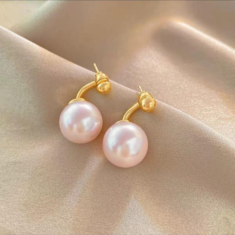 925 Silver Needle Exaggerated Pearl Earrings for Women - Trendy Two-Way Wear with Small Bean Studs