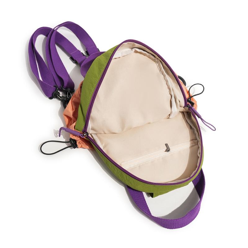 Color Block Backpack with Front Drawstring Pocket and Dual Carrying Options