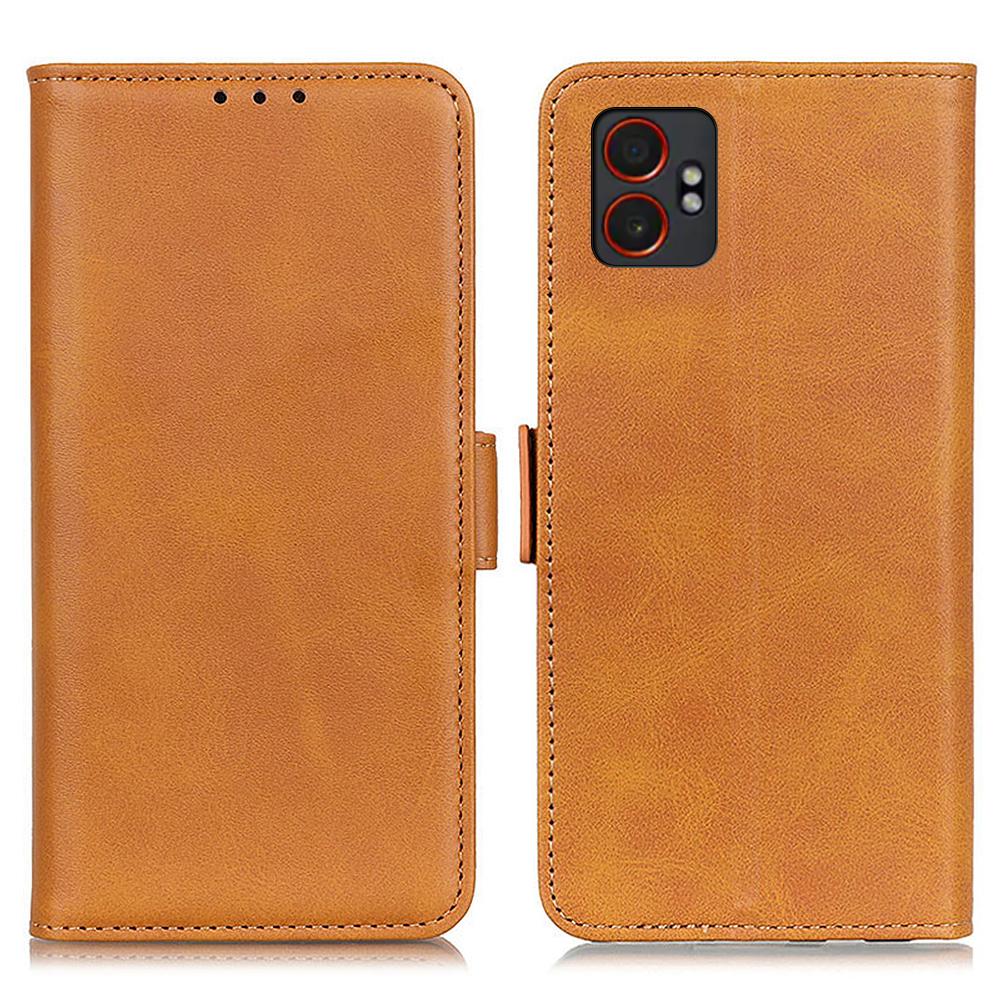 For Samsung Galaxy XCover7 Pro Case Stand Cowhide Texture PU Leather Phone Cover