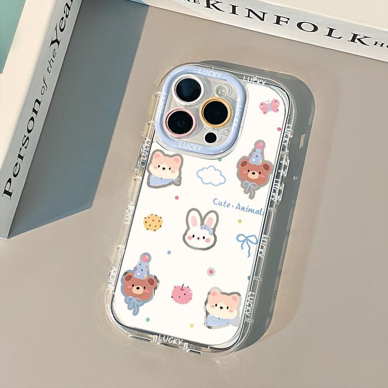 

Маленький объектив-голова животного для IPhone 17pro для Huawei кремовый чехол для Oppo для Apple 15 новый для IPhone14/12 For iPhone 17AIR