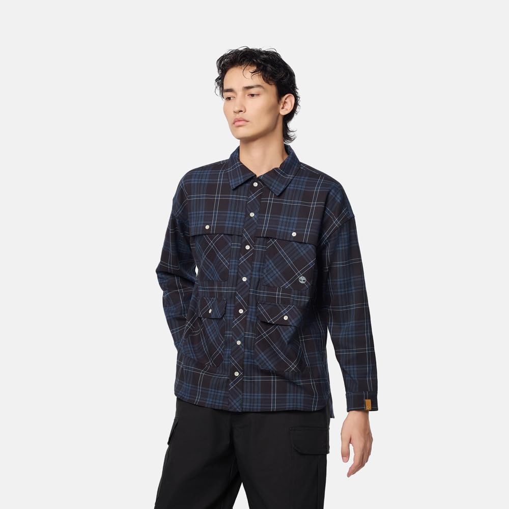 Timberland TOKYO DESIGN COLLECTIVE Utility Pocket Shirt, Unisex, Blue Graphite, Size M (TB0A6FZ7ERQ1)