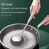 Stainless Steel Pot Brush with Long Handle - Large Steel Wool Ball for Stain Removal and Pot Scrubbing