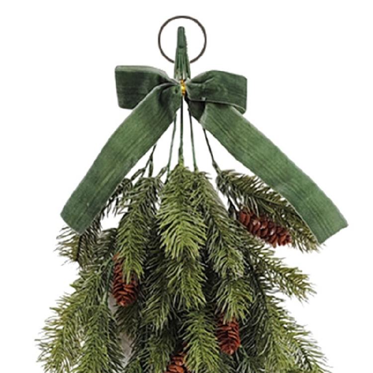 Realistic Plastic Pine Needle Hanging Ornament Christmas Plant Decoration For Door Mantels Staircase Wall Holiday Party