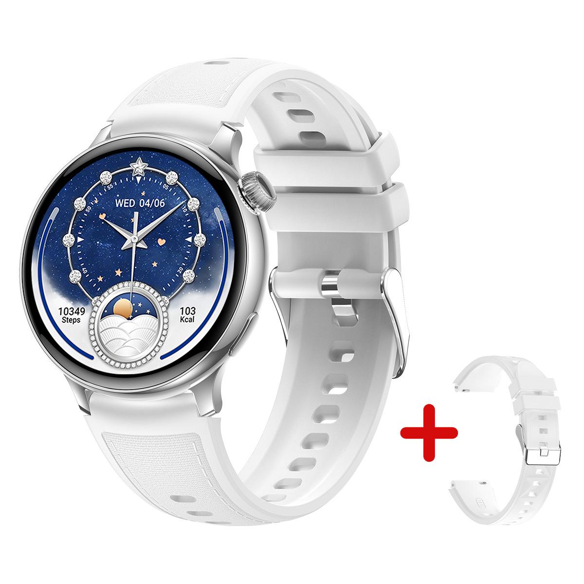 CrossDR16 Women s Smartwatch: Round Screen, Dual Straps, Bluetooth Music, Women s Health Features, IP67 Waterproof. серебряный