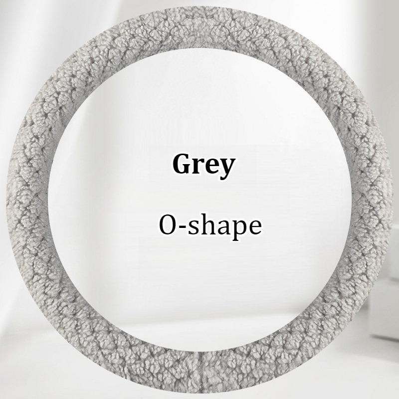 Winter Warm & Cozy 3D Pattern Short Plush Steering Wheel Cover – Ultra-Soft Lamb Fleece Feel, Non-Slip Grip Rubber Inner Ring