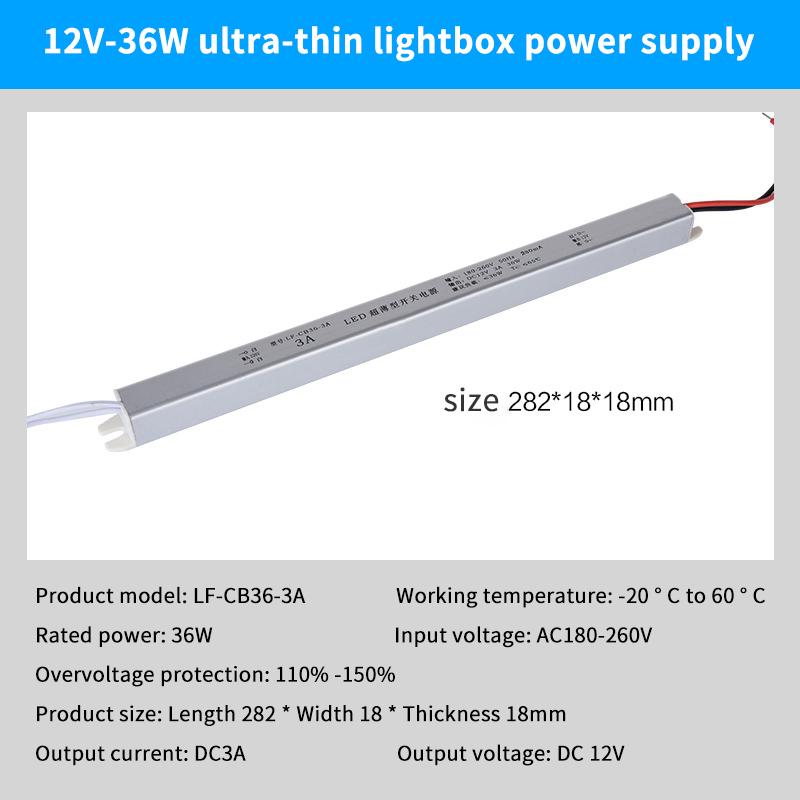 ספק כוח מיתוג דק DC12V מ-AC 220V, דרייבר LED, שנאי תאורה עבור פס לד 18W 24W 36W 48W 60W 72W