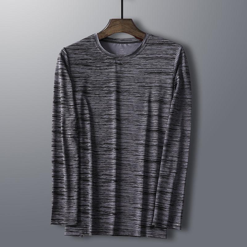 

Men s Clothing Loose Long Sleeve Straight Pullovers Solid Color Comfortable Simplicity Round Neck Quick Dry Elasticity T-Shirts 8XL світло-сірий колір
