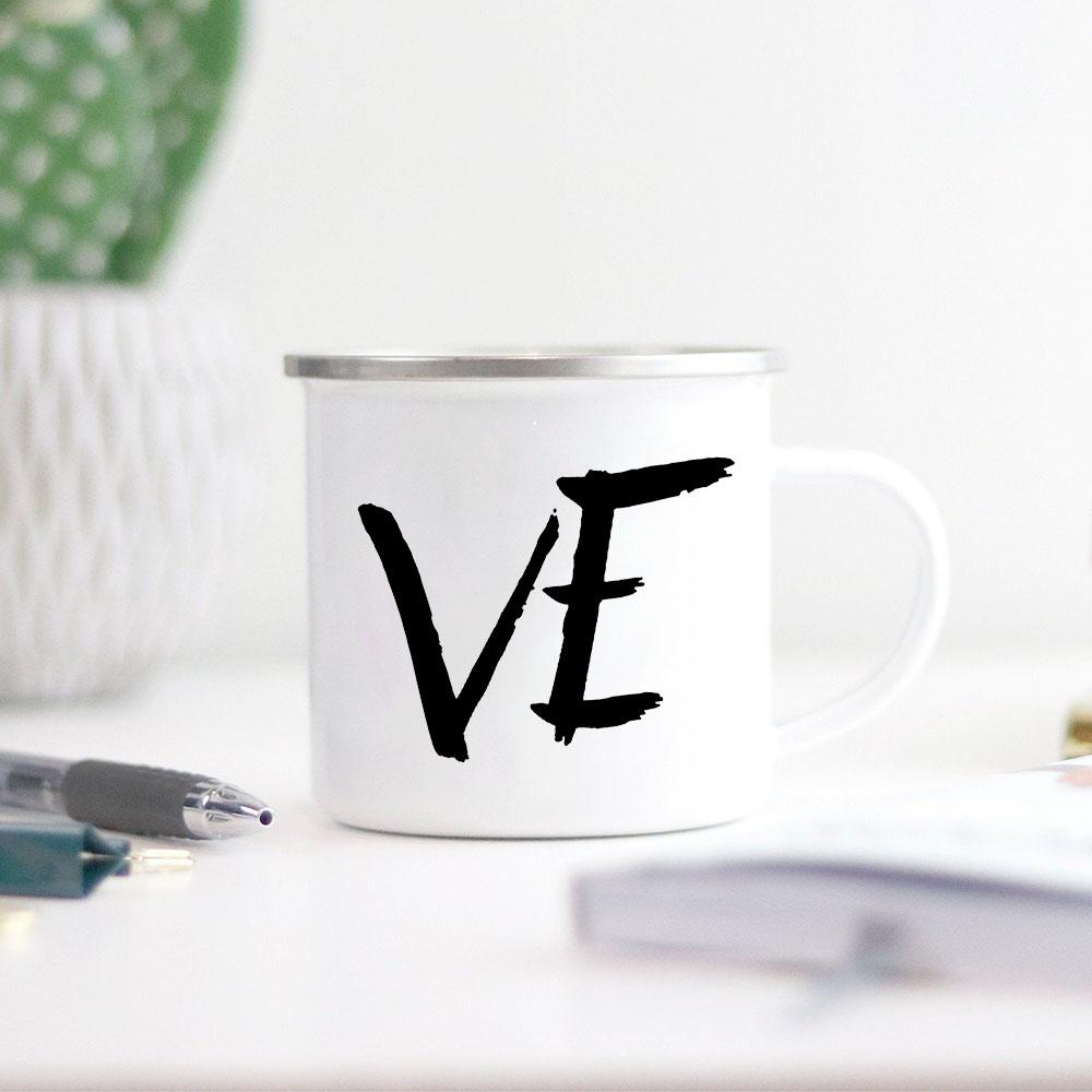 Love Creative Print Enamel Coffee Tea Mugs Home Party Vintage Wine Juice Cocoa Cups Kitchen Drinkware Unique Valentine's Gifts