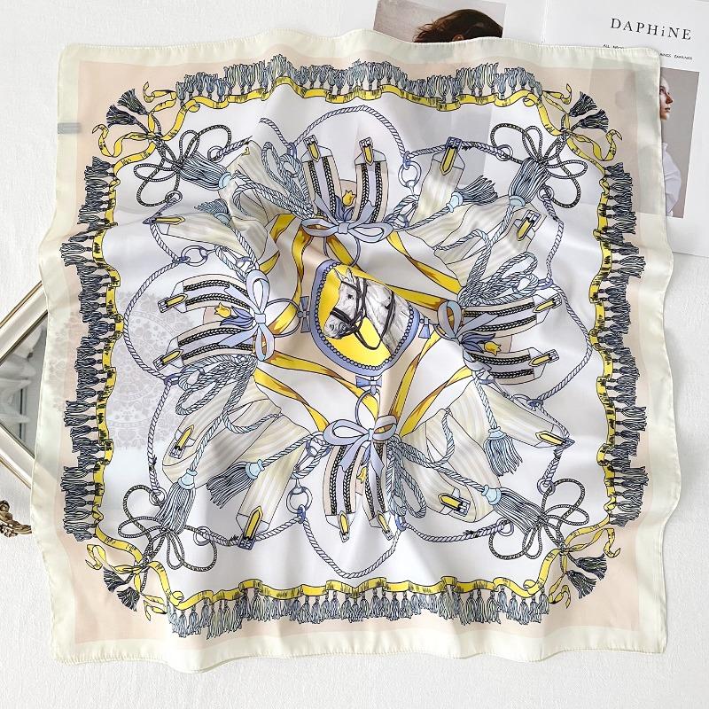 Women Korean Style Knot Print Versatile Small Square Scarf Fashion Decorative Neck Scarf
