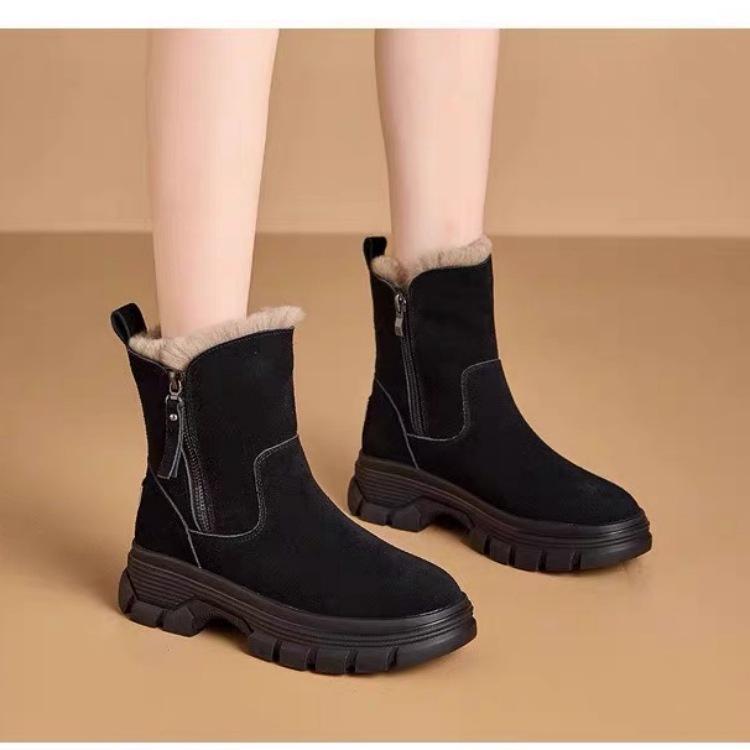 Non-slip Thick-soled Martin Boots Women's New Cotton Shoes Short Boots Velvet Warm Snow Boots