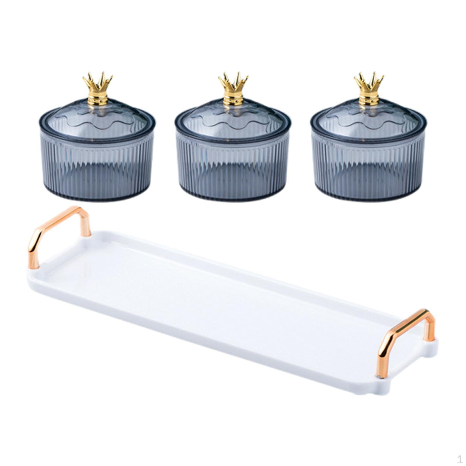 

Тарелка для закусок из сухофруктов, сервировочное блюдо с 3 сетками, блюдо для конфет и орешков с крышкой серый