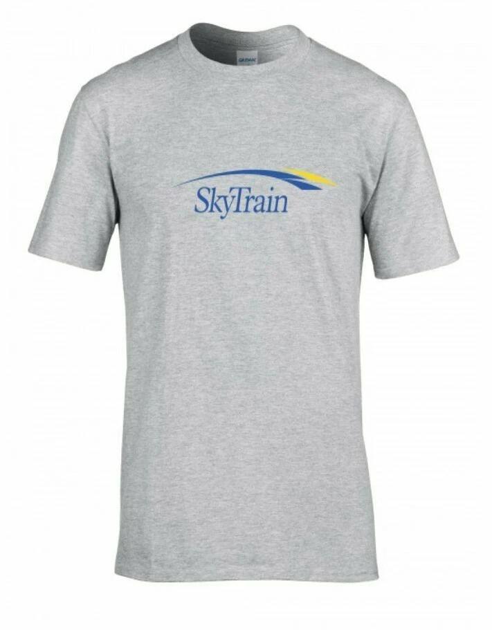 Sky Train Retro Logo Tee Railway Vancouver Canada Metro Train Gray T-Shirt L