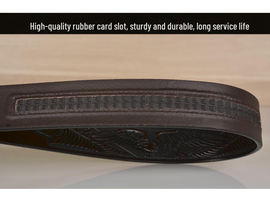 Eagle Embossed Cowhide Leather Belt with Automatic Buckle