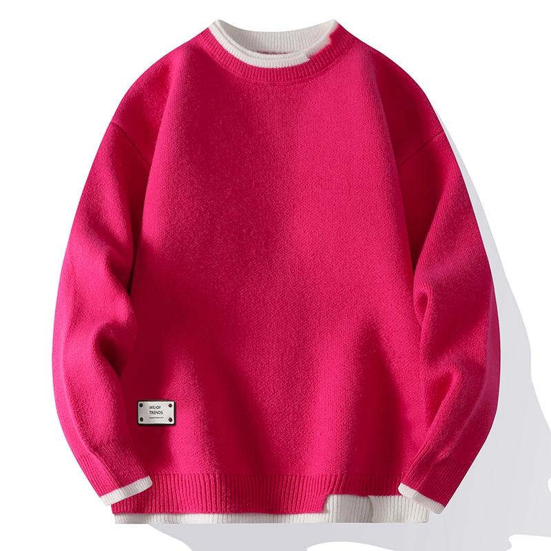 Autumn Winter Trendy Korean Style Loose Fit Knitted Sweater Men Casual Pullovers