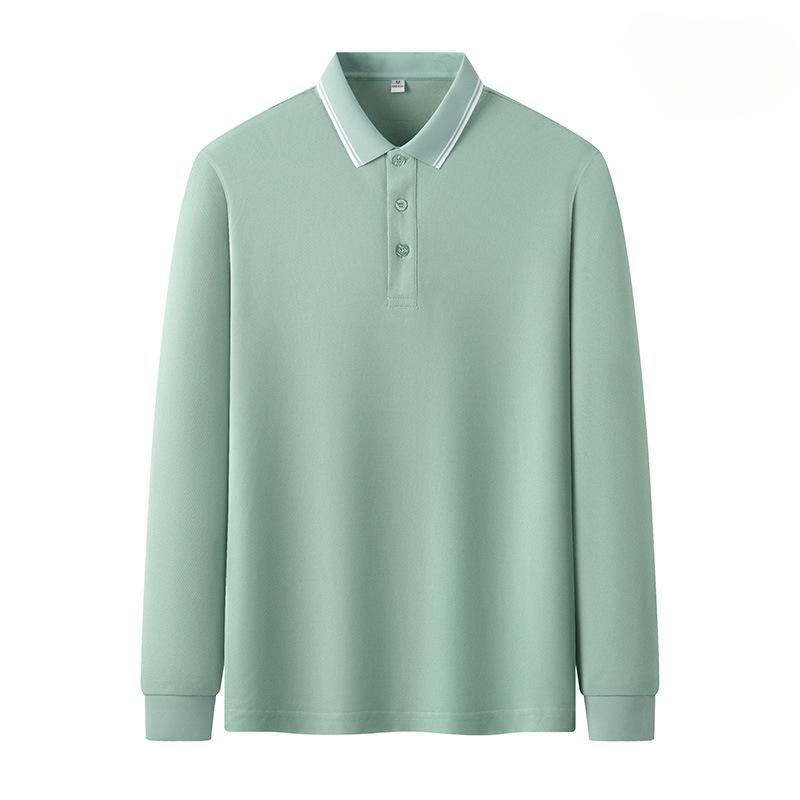 New Men's Polo Shirt Spring and Autumn Long-sleeved T-shirt Men's Simple Business Youth Loose Large Size Dad Wear Autumn