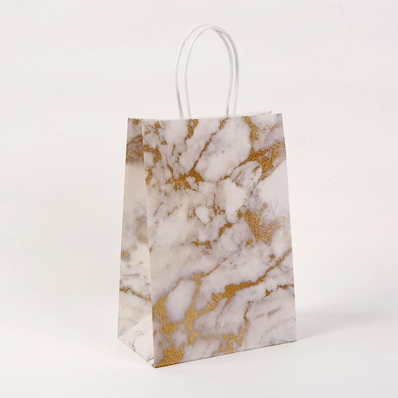 12/30pcs Marble Paper Tote Bags Recyclable Gift Bags for Boutique Retail Packaging Wedding Birthday Party Favors