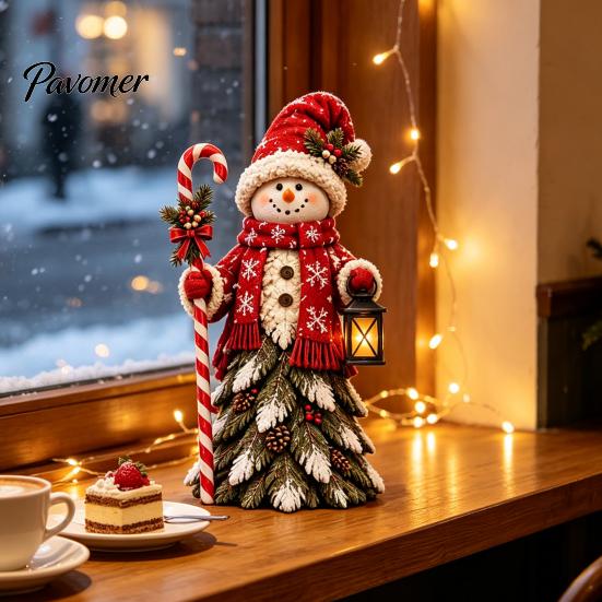 Decorative Figurines for Mantel Christmas Santa Claus/Snowman/Witch Figurine with Tree Skirt Design, Table Centerpiece Witch Collectibles Christmas,