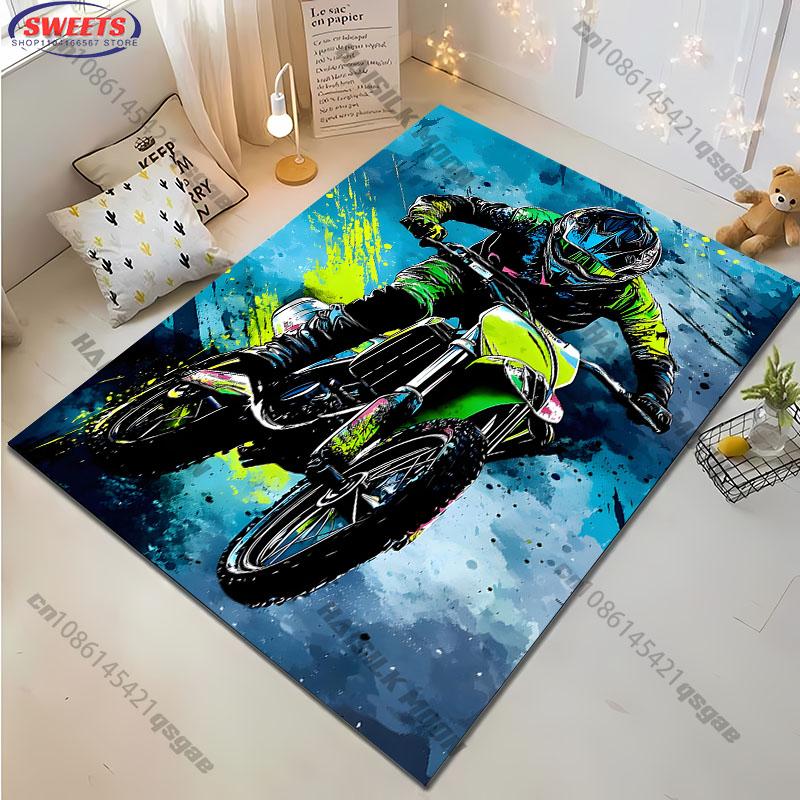 Motocross-Themed Rug for Active Spaces carpet for home sofa bedroom, gift