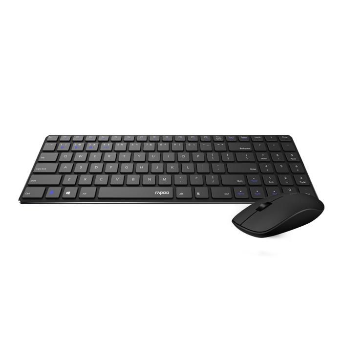 Ensemble Clavier + Souris - RAPOO - 9300M - Sans fil - Bluetooth 3.0/4.0/5.0 - Noir