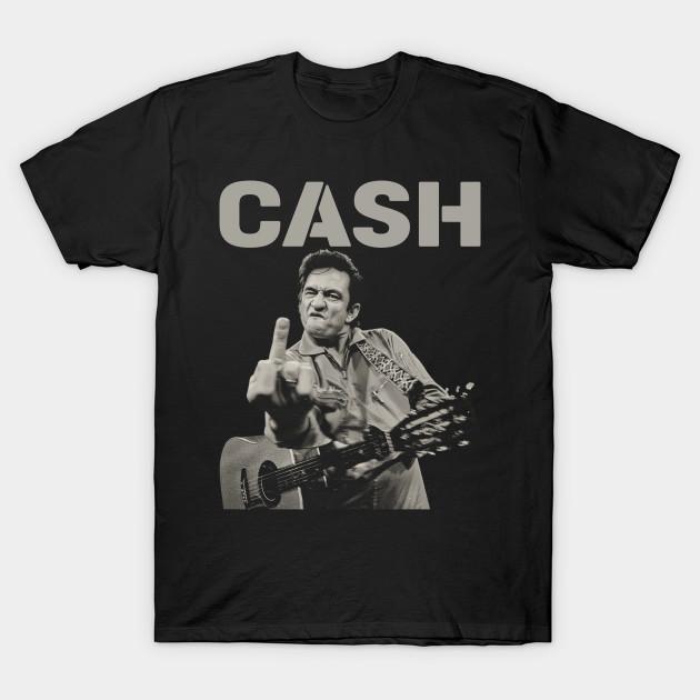 

Men Black Print T-shirt Middle Finger - Johnny Cash No-Cut Transfer Paper Print Cotton Tshirt 4XL