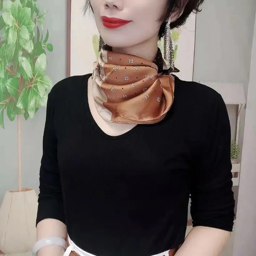 Women's Stylish Versatile Korean-Style Printed Polka Dot Small Square Scarf | Perfect for Pairing with Suits Shirts as a Shawl or Scarf